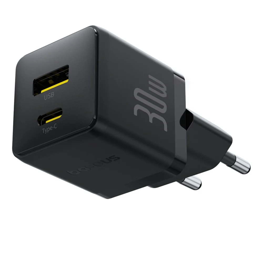 Baseus Palm 30W USB-C USB-A Wall Charger - Blackeng