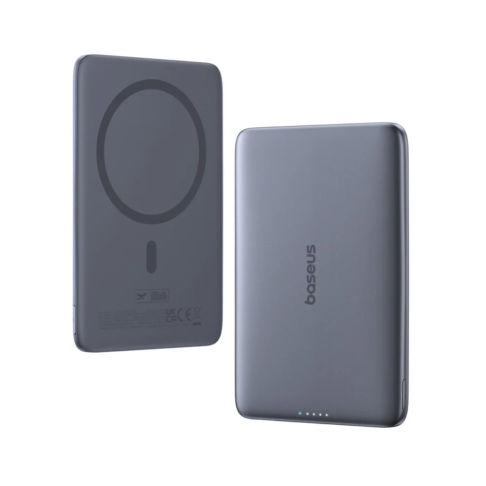 Baseus PicoGo AM41 5000mAh 20W Ultra-Thin MagSafe Compatible Power Bank with Black Baseus Simple USB-C 60W 30cm Cable - Grayeng