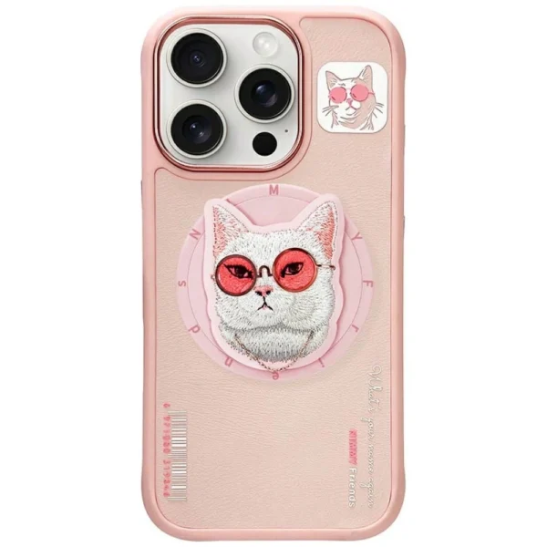 Nimmy Glasses Cool Cat MagSafe Case for iPhone 16 Pro Max - Pinkeng