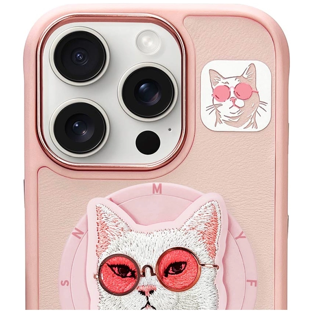 Nimmy Glasses Cool Cat MagSafe Case for iPhone 16 Pro Max - Pinkeng