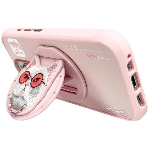 Nimmy Glasses Cool Cat MagSafe Case for iPhone 16 Pro Max - Pinkeng