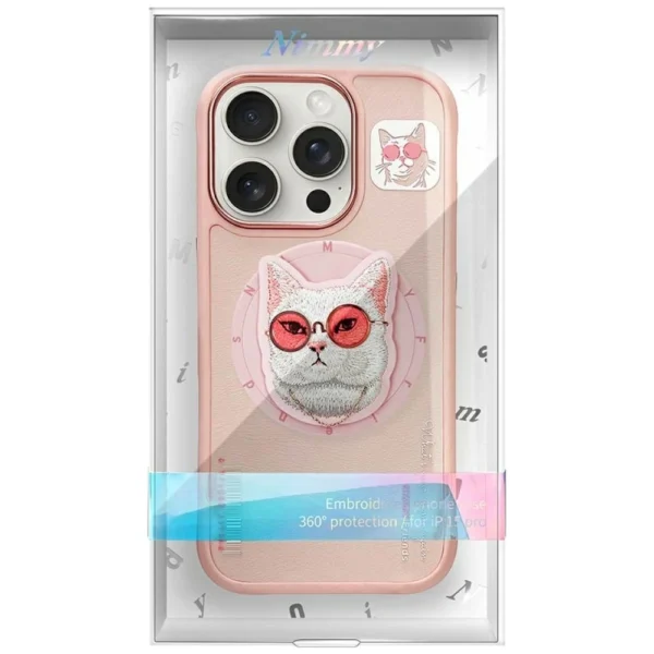 Nimmy Glasses Cool Cat MagSafe Case for iPhone 16 Pro - Pinkeng
