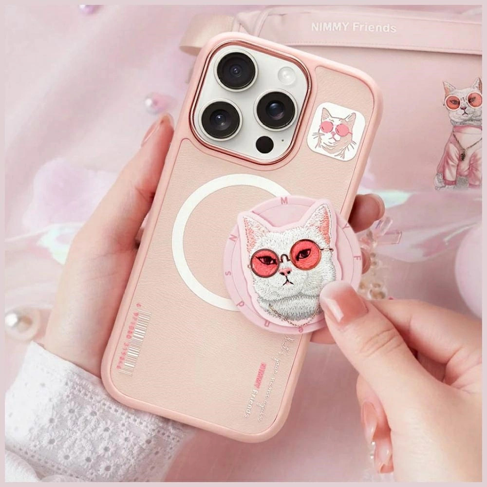 Nimmy Glasses Cool Cat MagSafe Case for iPhone 16 Pro - Pinkeng
