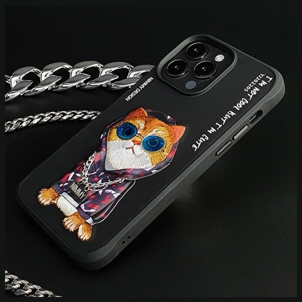 Nimmy Glasses Cool Cat Case for iPhone 15 Pro - Blackeng