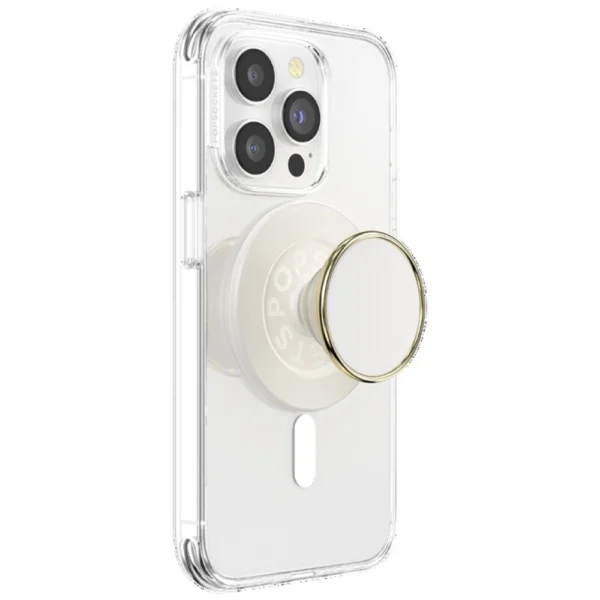Popsockets Round Luxe Coconut Creme Enamel MagSafe Holder and Phone Standeng