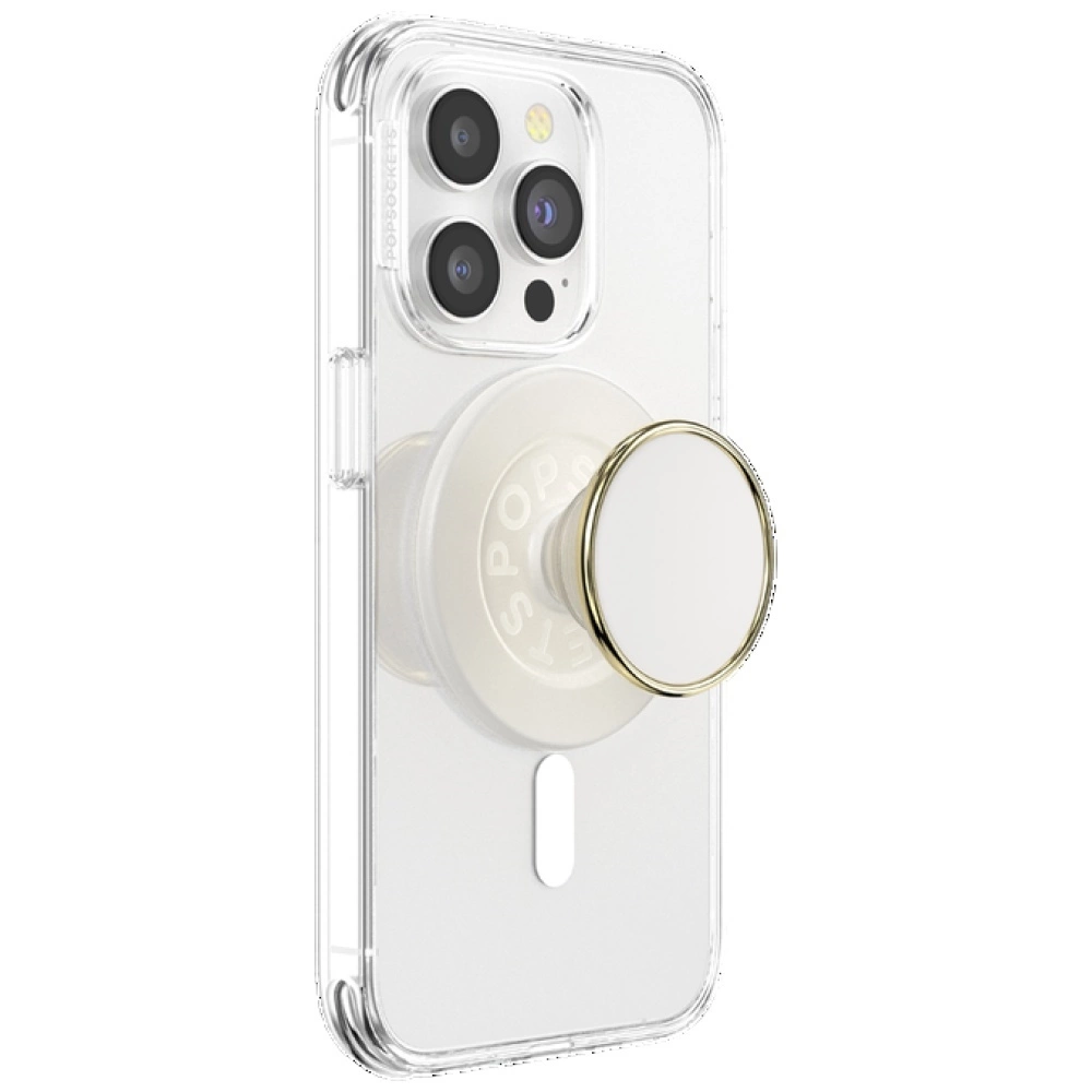 Popsockets Round Luxe Coconut Creme Enamel MagSafe Holder and Phone Standeng