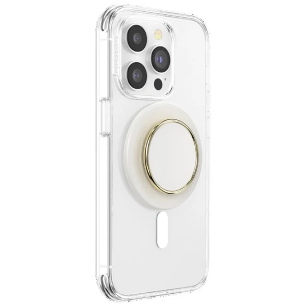 Popsockets Round Luxe Coconut Creme Enamel MagSafe Holder and Phone Standeng