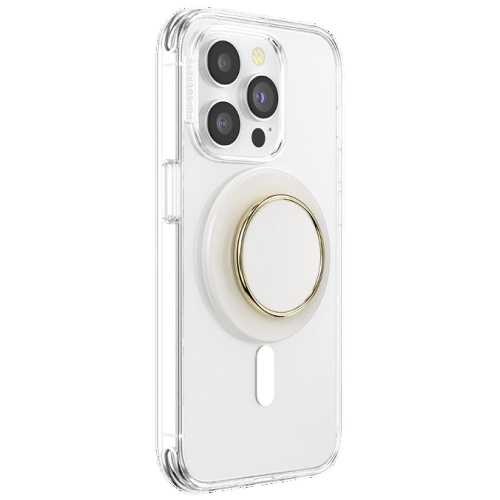 Popsockets Round Luxe Coconut Creme Enamel MagSafe Holder and Phone Standeng
