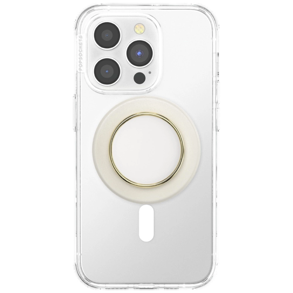 Popsockets Round Luxe Coconut Creme Enamel MagSafe Holder and Phone Standeng