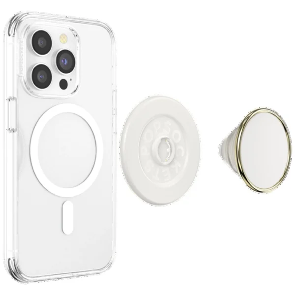 Popsockets Round Luxe Coconut Creme Enamel MagSafe Holder and Phone Standeng
