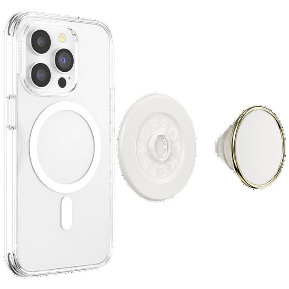 Popsockets Round Luxe Coconut Creme Enamel MagSafe Holder and Phone Standeng