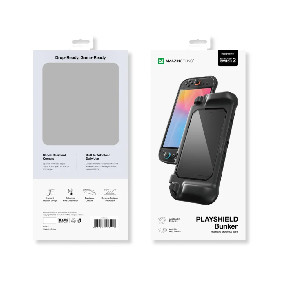 AmazingThing PlayShield Bunker Protective Case for Nintendo Switch 2 - Blackeng