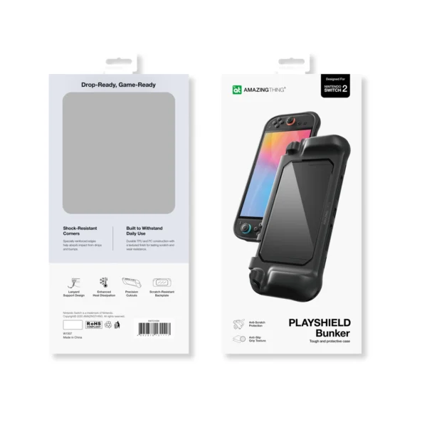 AmazingThing PlayShield Bunker Protective Case for Nintendo Switch 2 - Blackeng