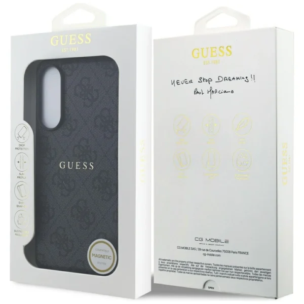 Guess 4G Ring Classic Logo MagSafe Case for Samsung Galaxy S25 Edge - Blackeng