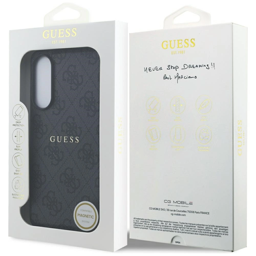 Guess 4G Ring Classic Logo MagSafe Case for Samsung Galaxy S25 Edge - Blackeng