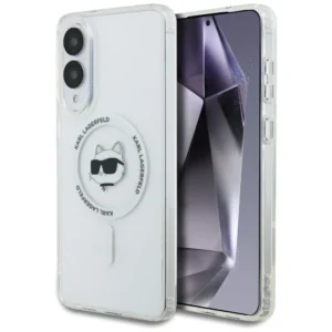 Karl Lagerfeld Button Choupette Head Printed Logo MagSafe Case for Samsung Galaxy S25 Edge - Whiteeng