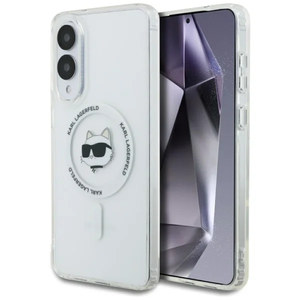 Karl Lagerfeld Button Choupette Head Printed Logo MagSafe Case for Samsung Galaxy S25 Edge - Whiteeng