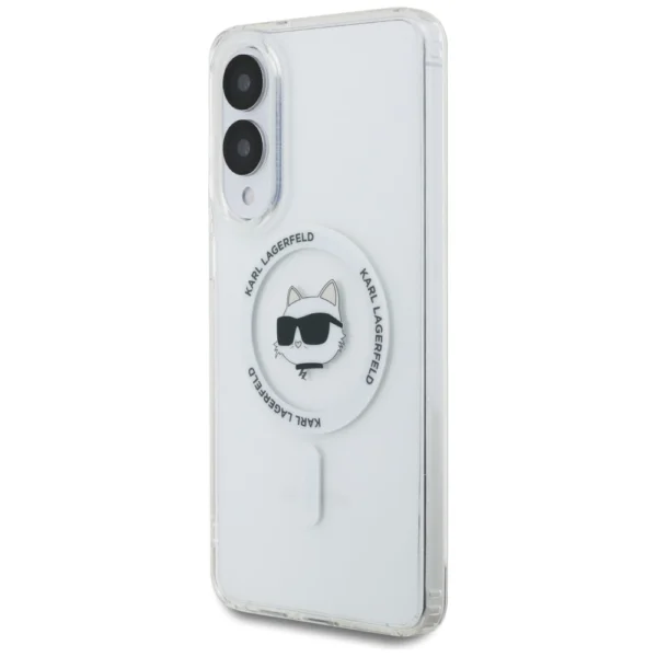Karl Lagerfeld Button Choupette Head Printed Logo MagSafe Case for Samsung Galaxy S25 Edge - Whiteeng
