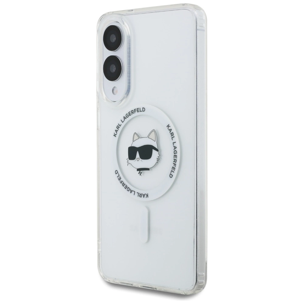 Karl Lagerfeld Button Choupette Head Printed Logo MagSafe Case for Samsung Galaxy S25 Edge - Whiteeng