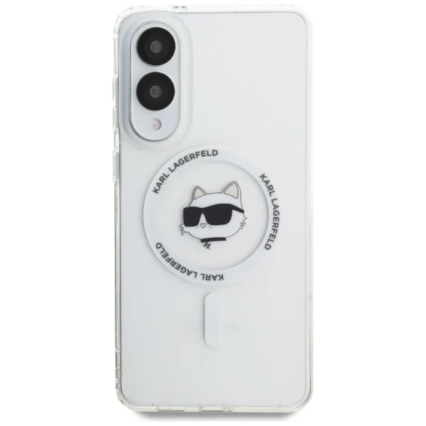 Karl Lagerfeld Button Choupette Head Printed Logo MagSafe Case for Samsung Galaxy S25 Edge - Whiteeng
