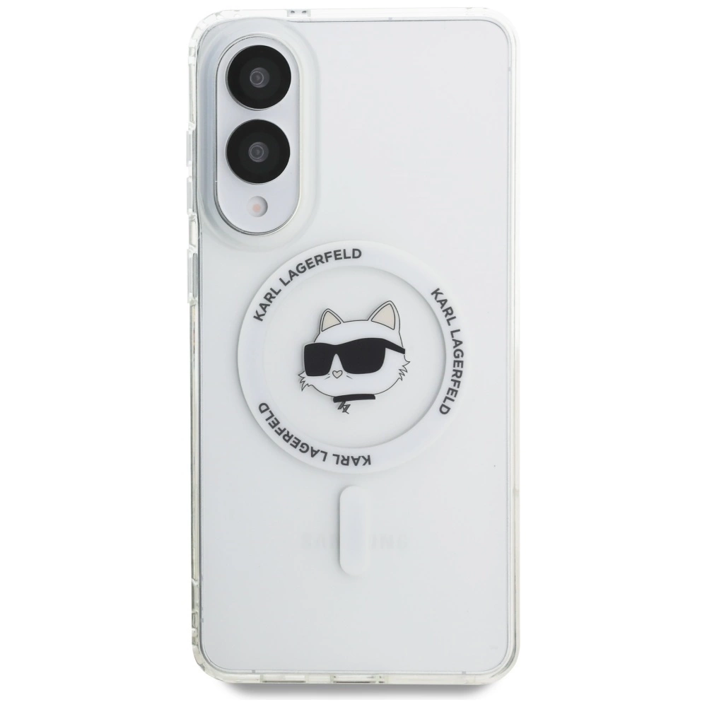 Karl Lagerfeld Button Choupette Head Printed Logo MagSafe Case for Samsung Galaxy S25 Edge - Whiteeng