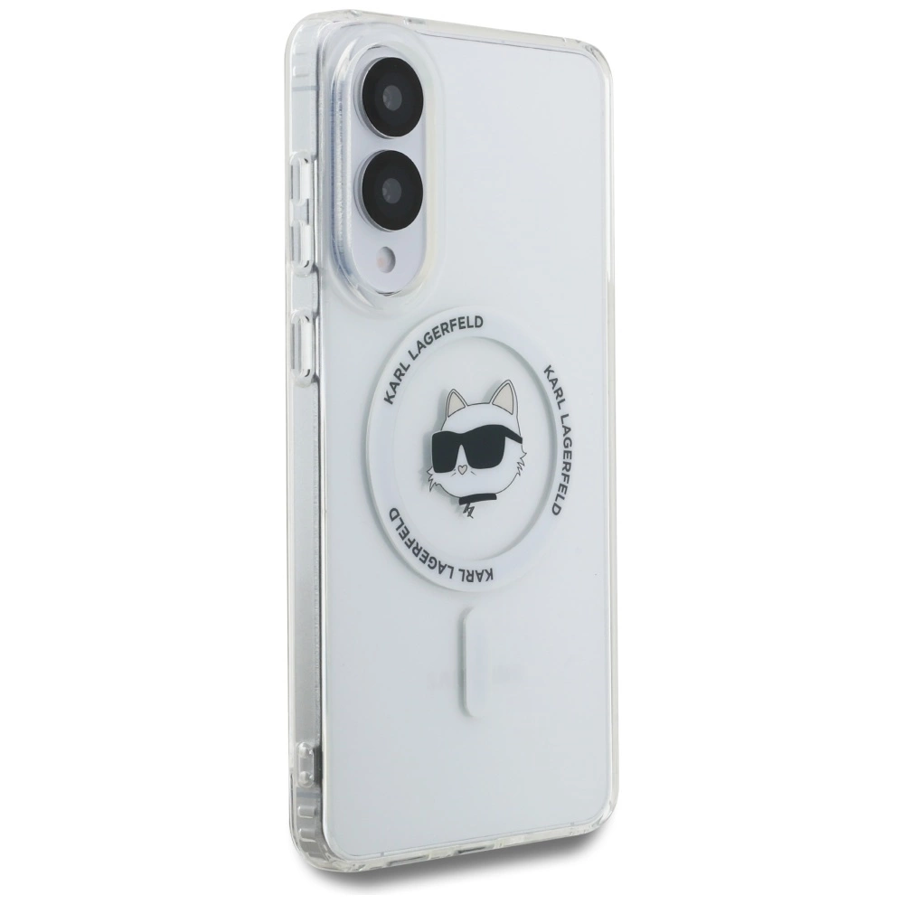 Karl Lagerfeld Button Choupette Head Printed Logo MagSafe Case for Samsung Galaxy S25 Edge - Whiteeng