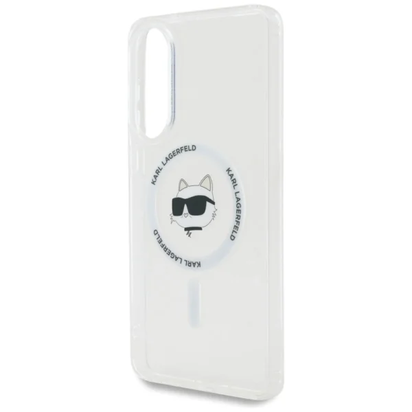 Karl Lagerfeld Button Choupette Head Printed Logo MagSafe Case for Samsung Galaxy S25 Edge - Whiteeng