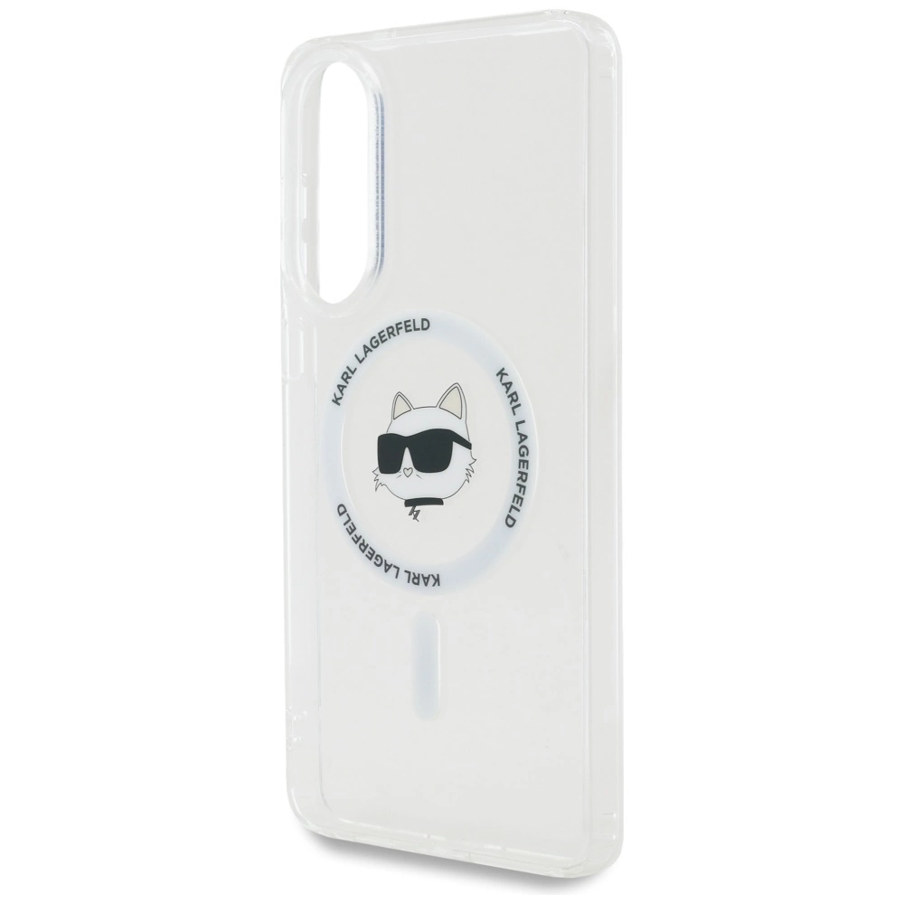 Karl Lagerfeld Button Choupette Head Printed Logo MagSafe Case for Samsung Galaxy S25 Edge - Whiteeng