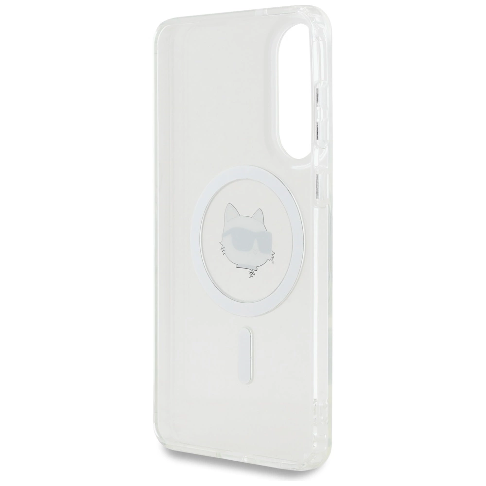 Karl Lagerfeld Button Choupette Head Printed Logo MagSafe Case for Samsung Galaxy S25 Edge - Whiteeng