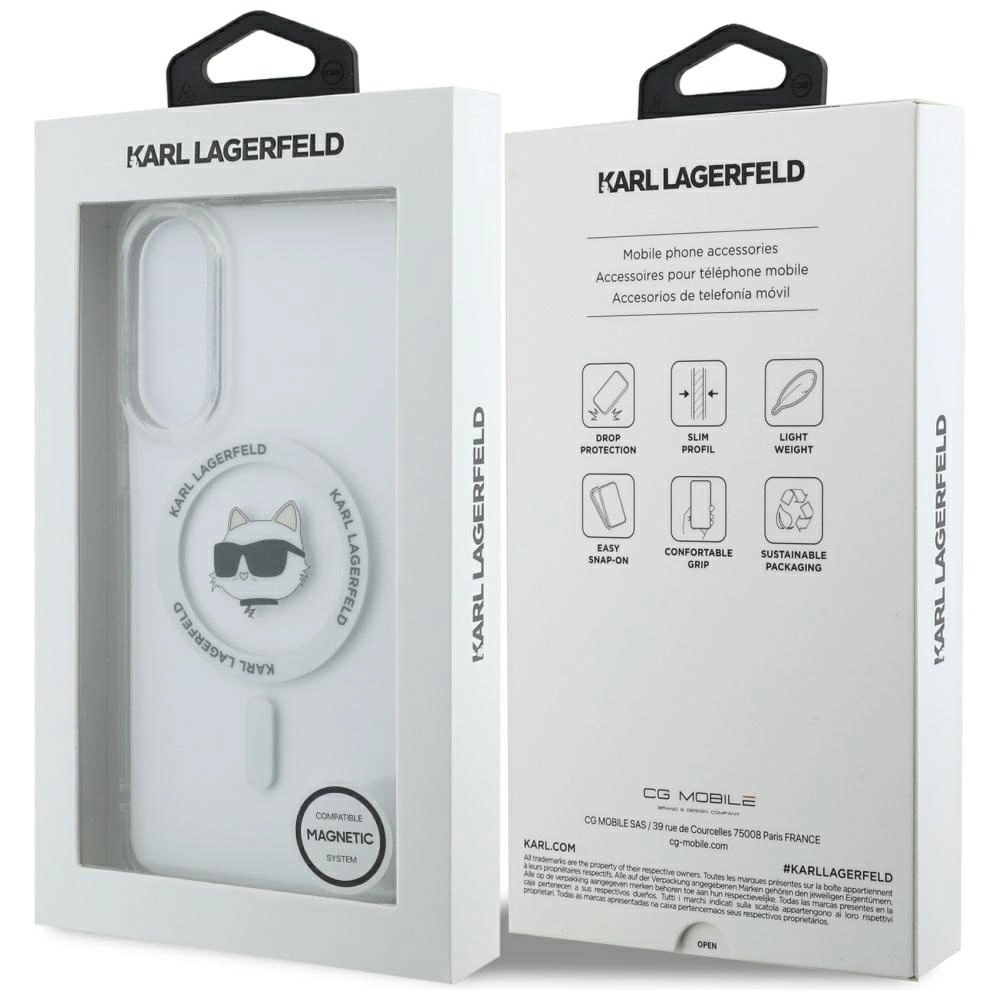 Karl Lagerfeld Button Choupette Head Printed Logo MagSafe Case for Samsung Galaxy S25 Edge - Whiteeng