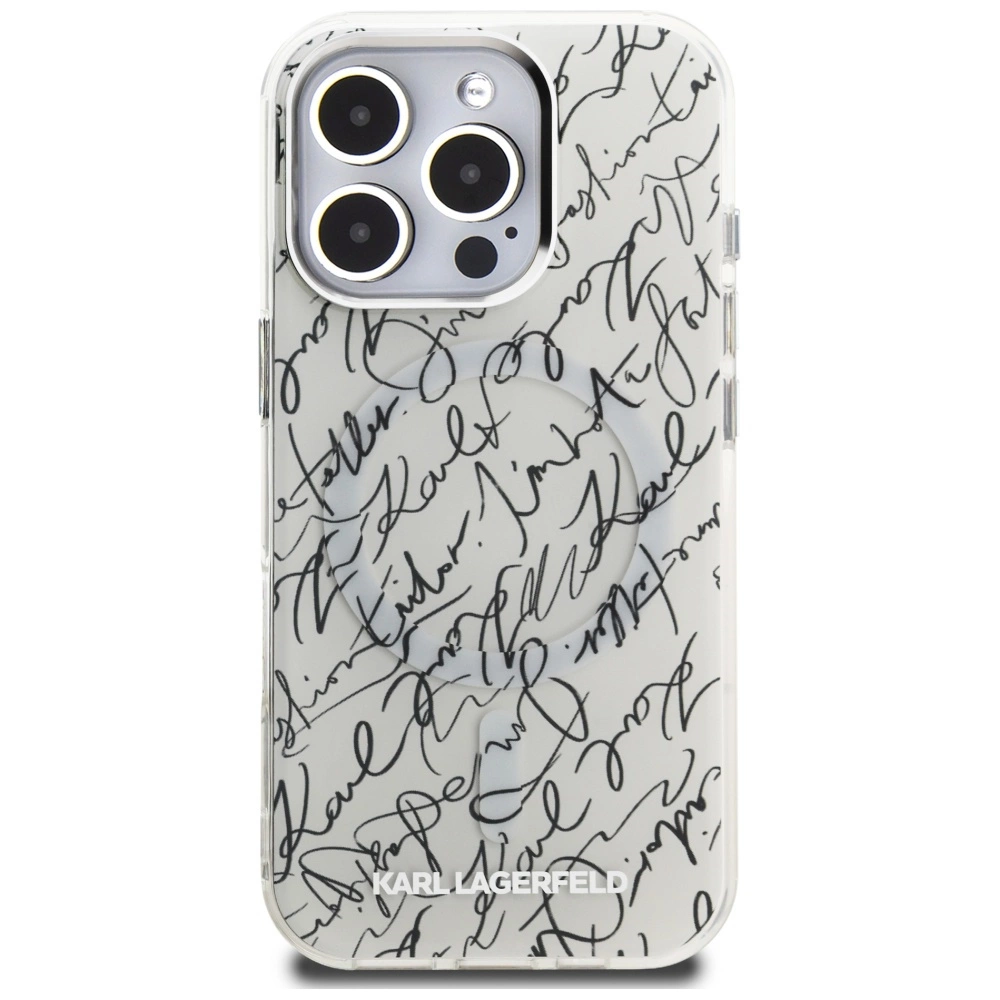 Karl Lagerfeld IML Karl Script Pattern MagSafe Case for iPhone 16 Pro - Whiteeng