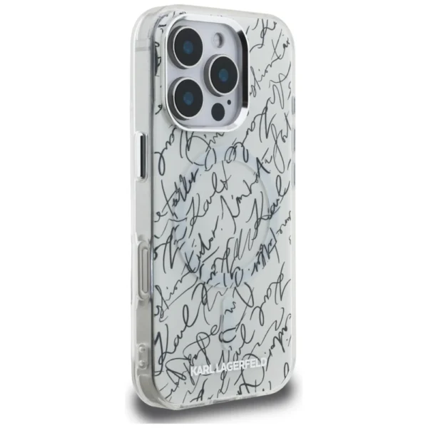 Karl Lagerfeld IML Karl Script Pattern MagSafe Case for iPhone 16 Pro - Whiteeng