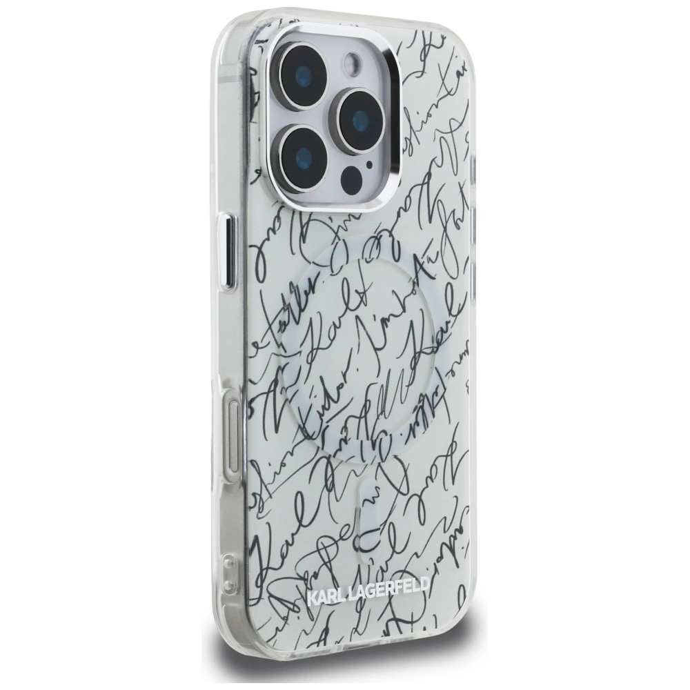 Karl Lagerfeld IML Karl Script Pattern MagSafe Case for iPhone 16 Pro - Whiteeng