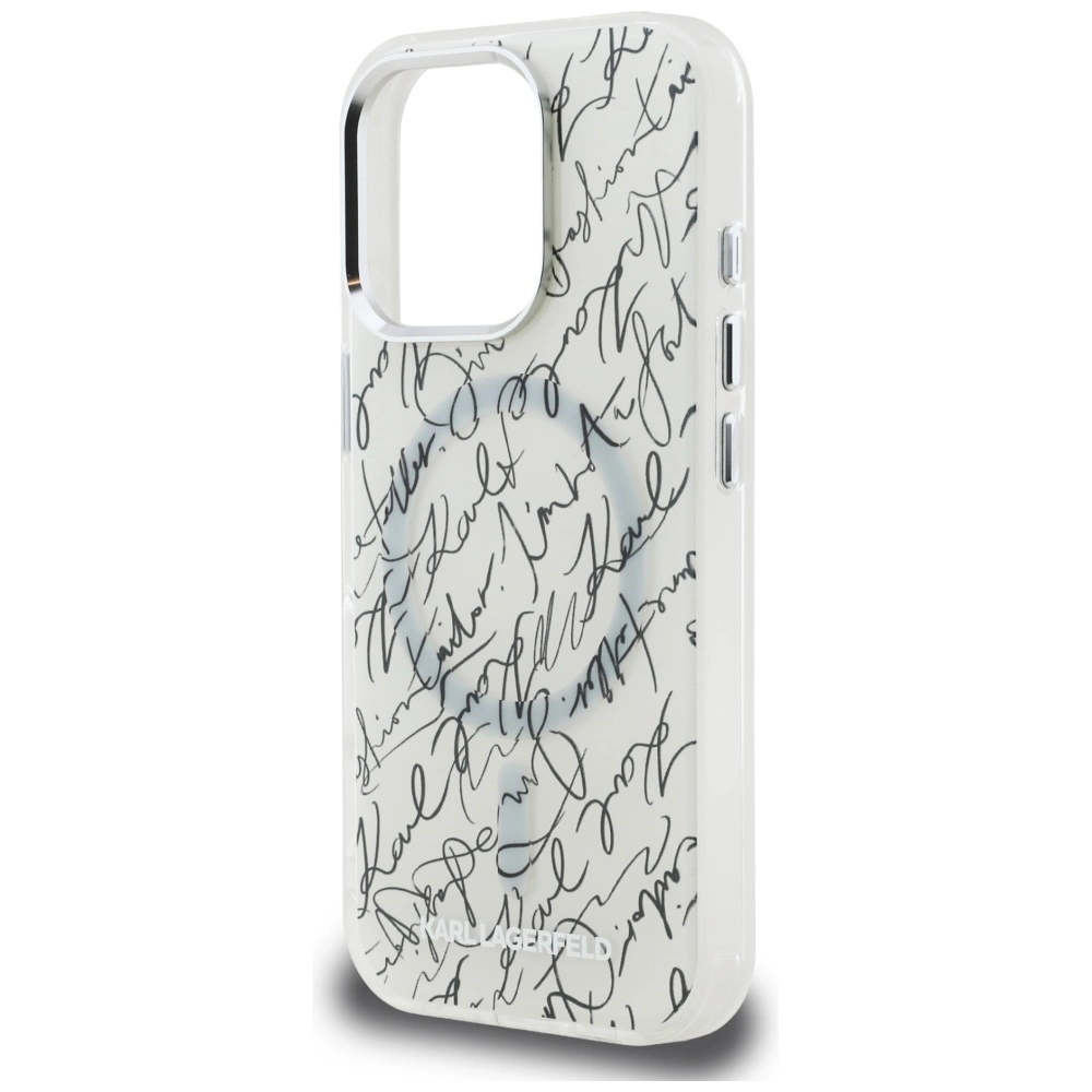 Karl Lagerfeld IML Karl Script Pattern MagSafe Case for iPhone 16 Pro - Whiteeng