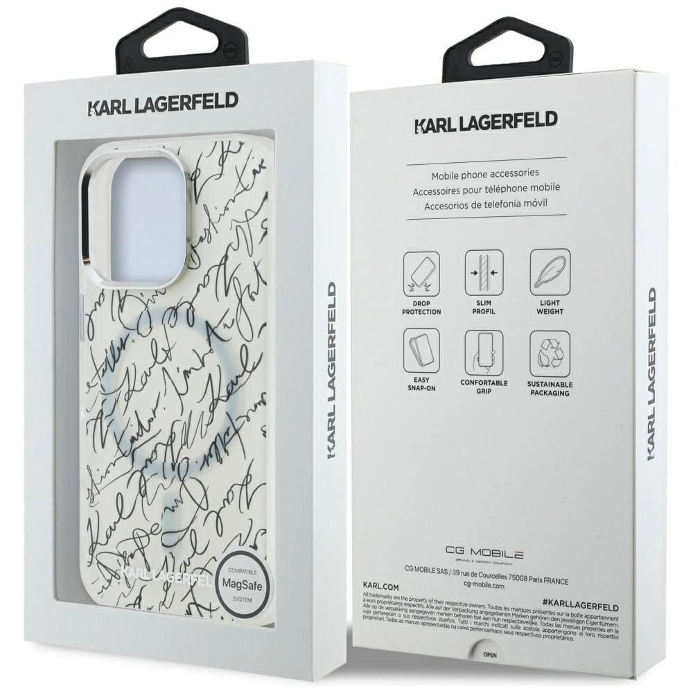 Karl Lagerfeld IML Karl Script Pattern MagSafe Case for iPhone 16 Pro - Whiteeng