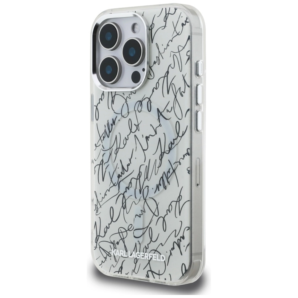 Karl Lagerfeld IML Karl Script Pattern MagSafe Case for iPhone 16 Pro Max - Whiteeng