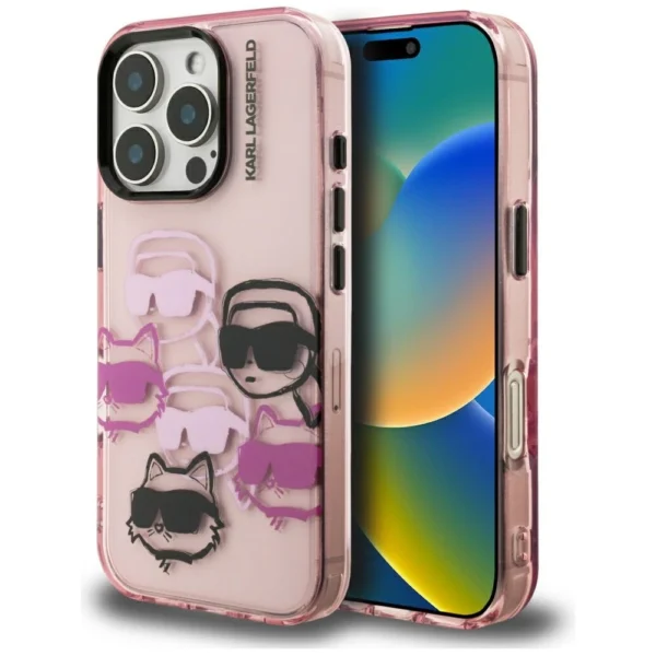 Karl Lagerfeld IML Multi K&C Head Pattern Case for iPhone 16 Pro Max - Pinkeng
