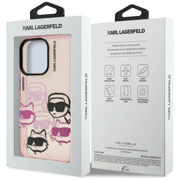 Karl Lagerfeld IML Multi K&C Head Pattern Case for iPhone 16 Pro Max - Pinkeng