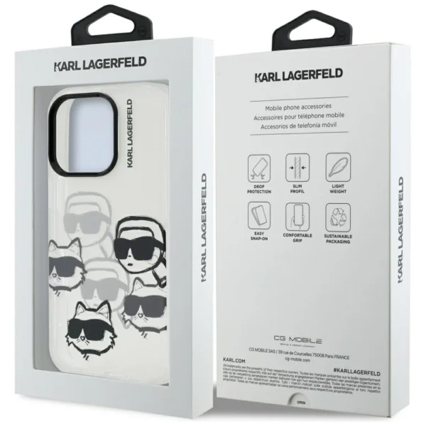 Karl Lagerfeld IML Multi K&C Head Pattern Case for iPhone 16 Pro - Cleareng