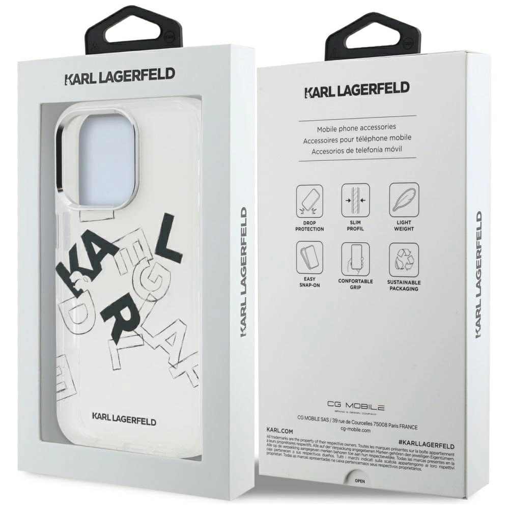 Karl Lagerfeld IML Sketched Graphic Case for iPhone 16 Pro Max - Cleareng