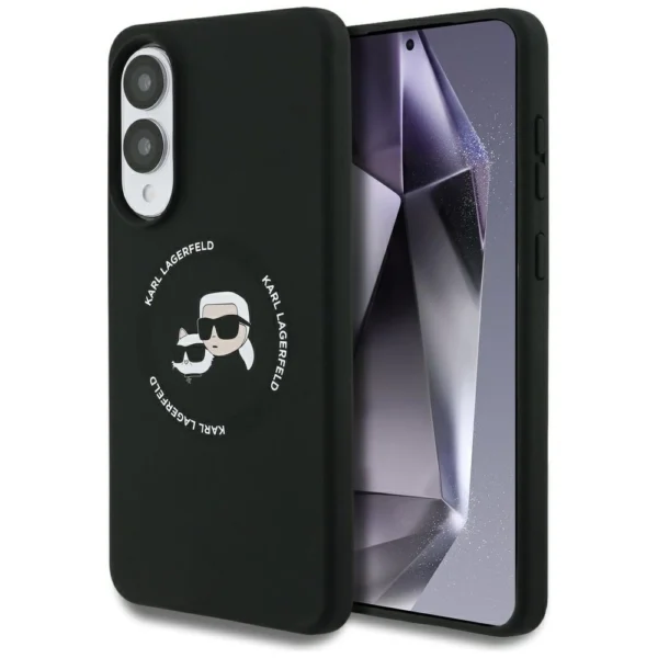 Karl Lagerfeld Silicone nauble Heads And Circle MagSafe case for Samsung Galaxy S25 Edge - blackeng