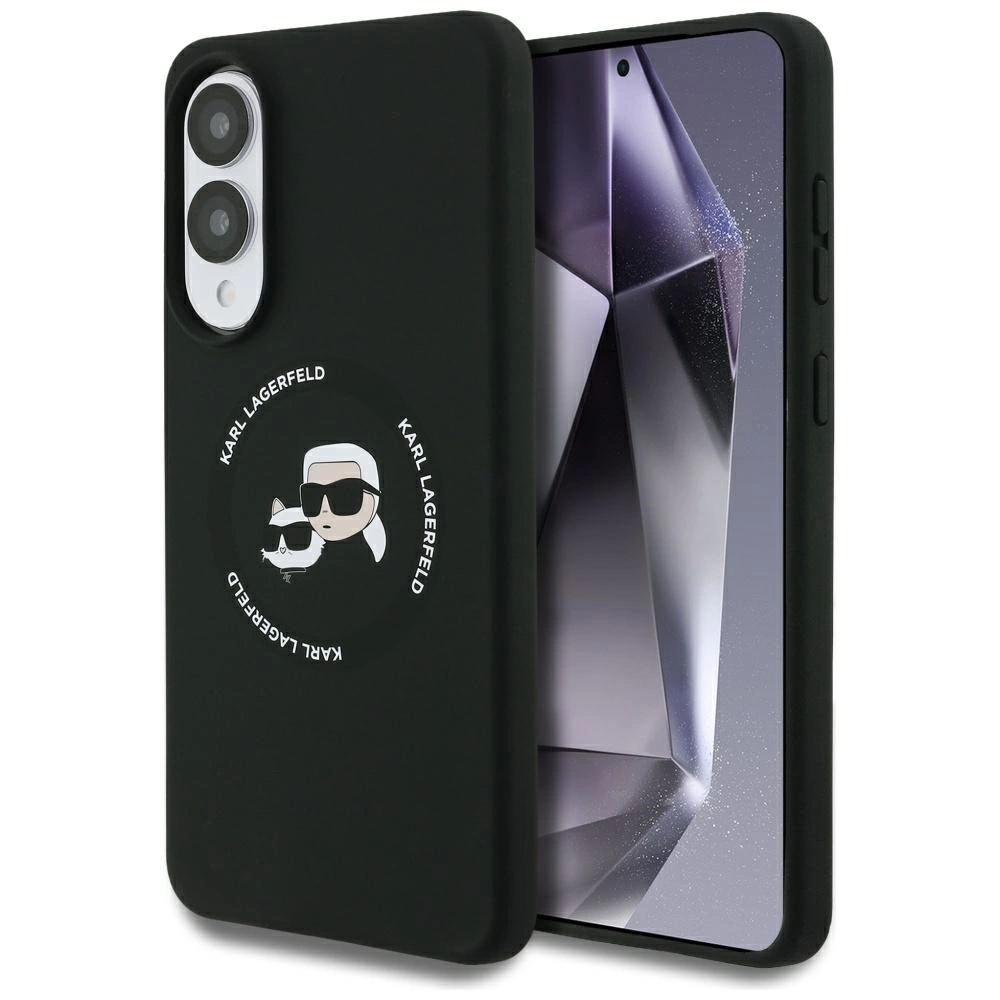 Karl Lagerfeld Silicone nauble Heads And Circle MagSafe case for Samsung Galaxy S25 Edge - blackeng