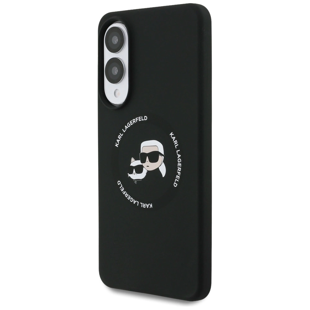 Karl Lagerfeld Silicone nauble Heads And Circle MagSafe case for Samsung Galaxy S25 Edge - blackeng