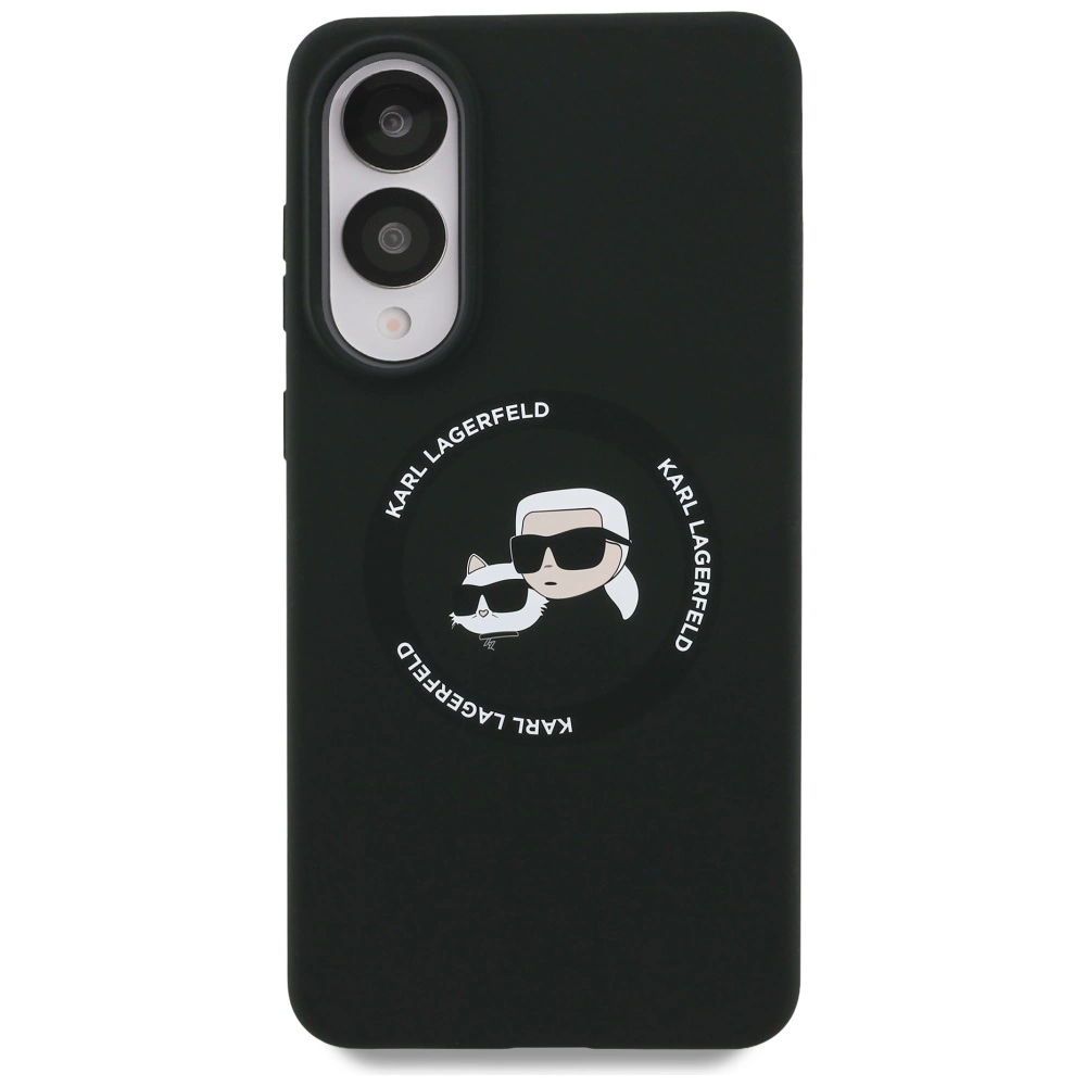 Karl Lagerfeld Silicone nauble Heads And Circle MagSafe case for Samsung Galaxy S25 Edge - blackeng