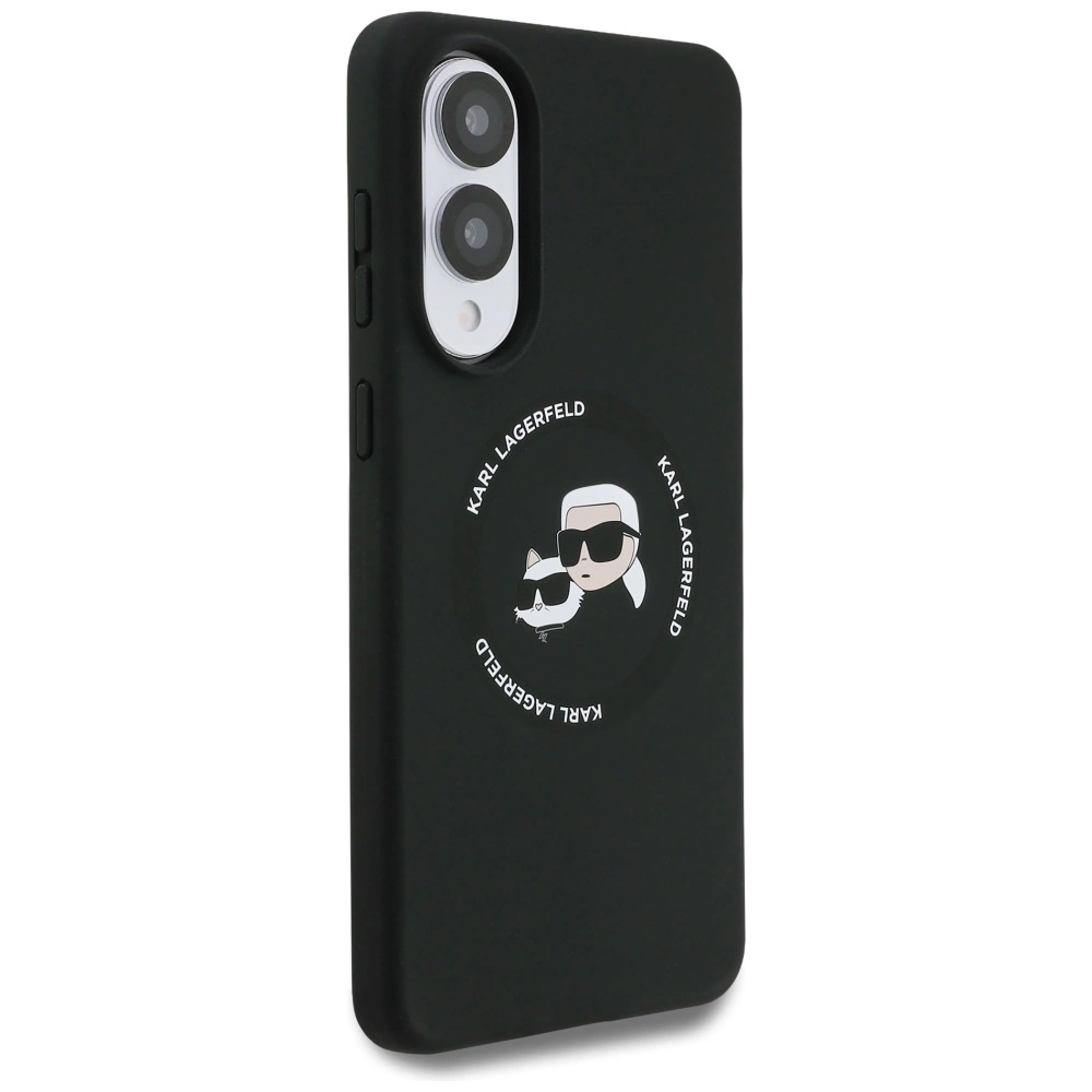 Karl Lagerfeld Silicone nauble Heads And Circle MagSafe case for Samsung Galaxy S25 Edge - blackeng