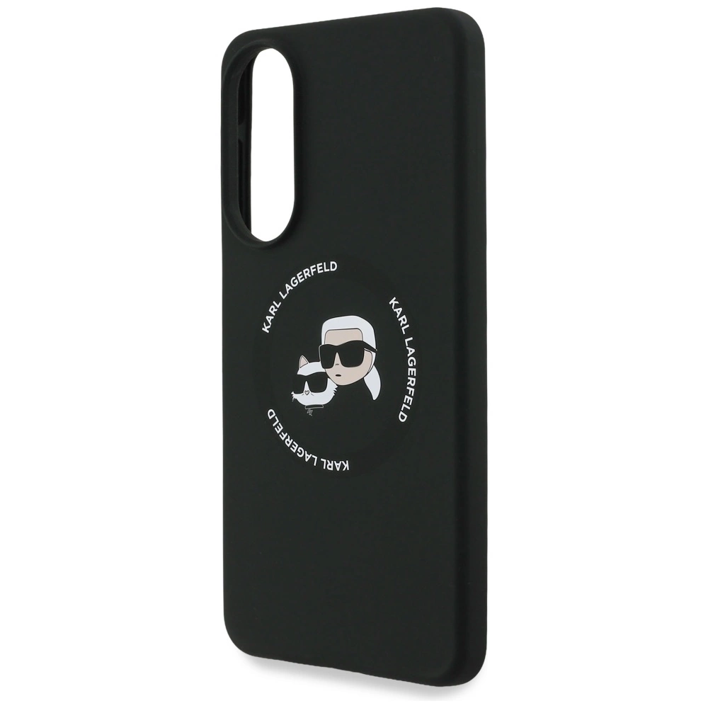 Karl Lagerfeld Silicone nauble Heads And Circle MagSafe case for Samsung Galaxy S25 Edge - blackeng
