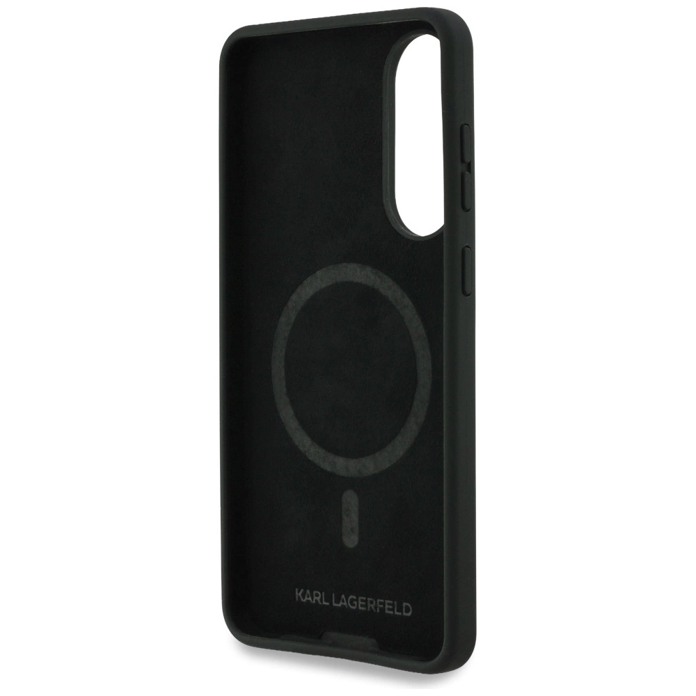 Karl Lagerfeld Silicone nauble Heads And Circle MagSafe case for Samsung Galaxy S25 Edge - blackeng