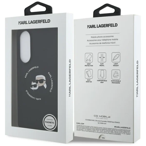 Karl Lagerfeld Silicone nauble Heads And Circle MagSafe case for Samsung Galaxy S25 Edge - blackeng