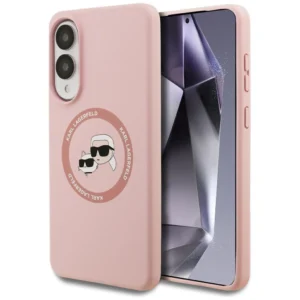 Karl Lagerfeld Silicone Nauble Heads And Circle MagSafe Case for Samsung Galaxy S25 Edge - Pinkeng