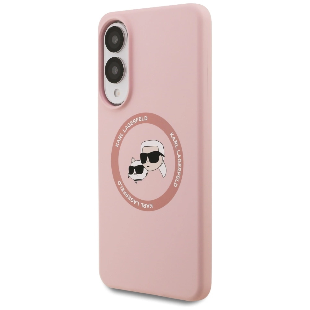 Karl Lagerfeld Silicone Nauble Heads And Circle MagSafe Case for Samsung Galaxy S25 Edge - Pinkeng